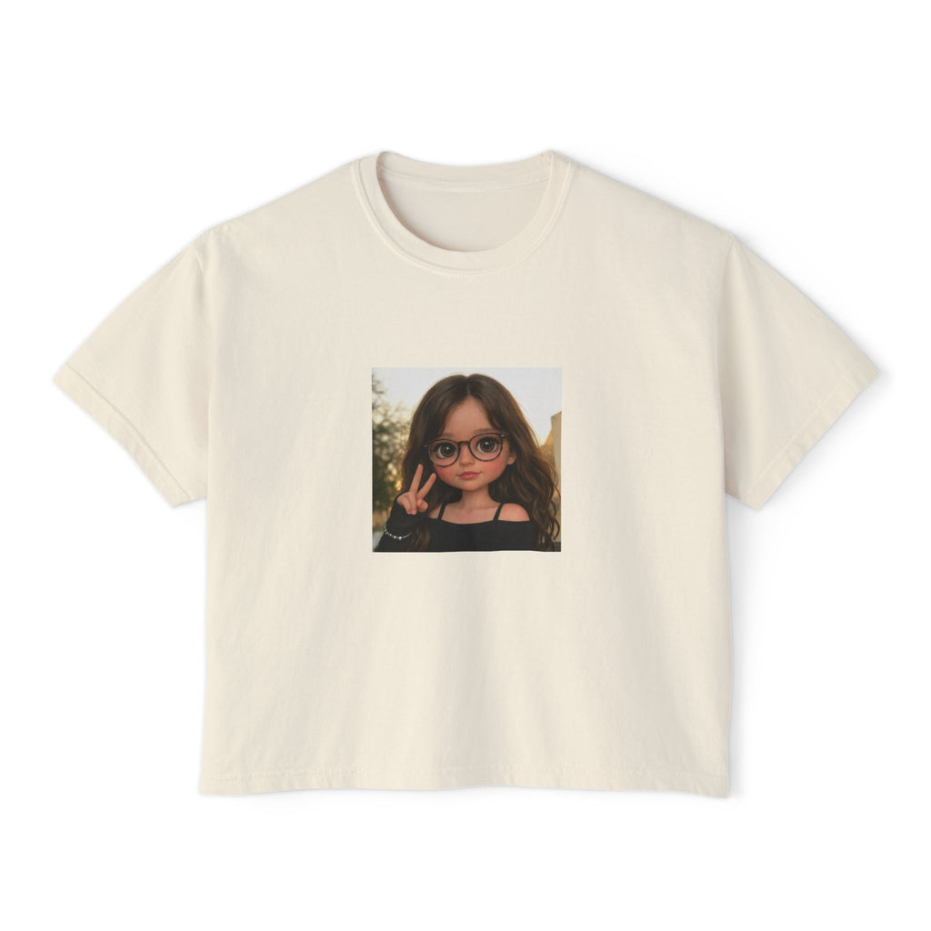 Boxy Tee — Cute Girl Photo Graphic Cropped T‑Shirt