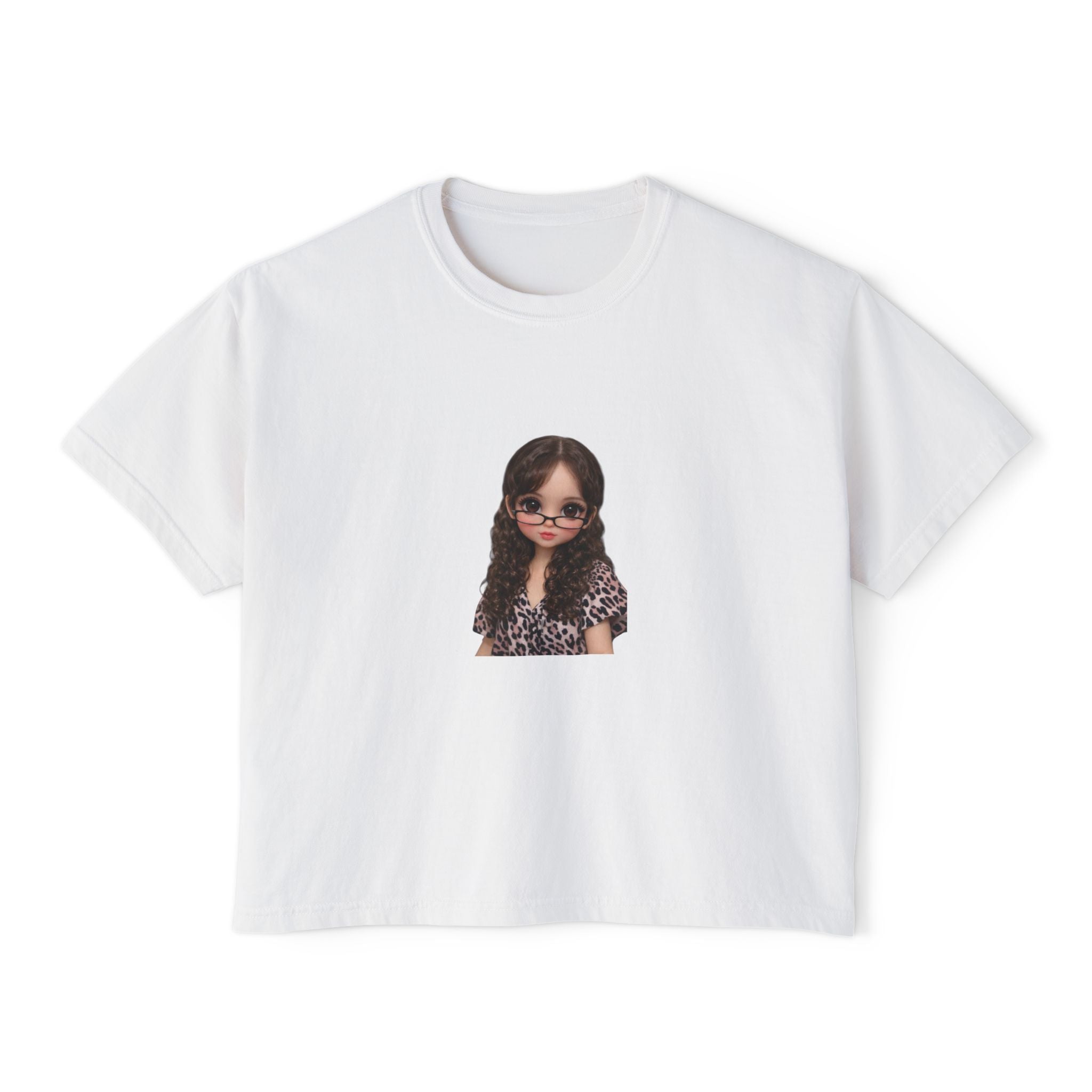 Boxy Tee — Trendy Sunglasses Doll Graphic Women's Cropped Shirt