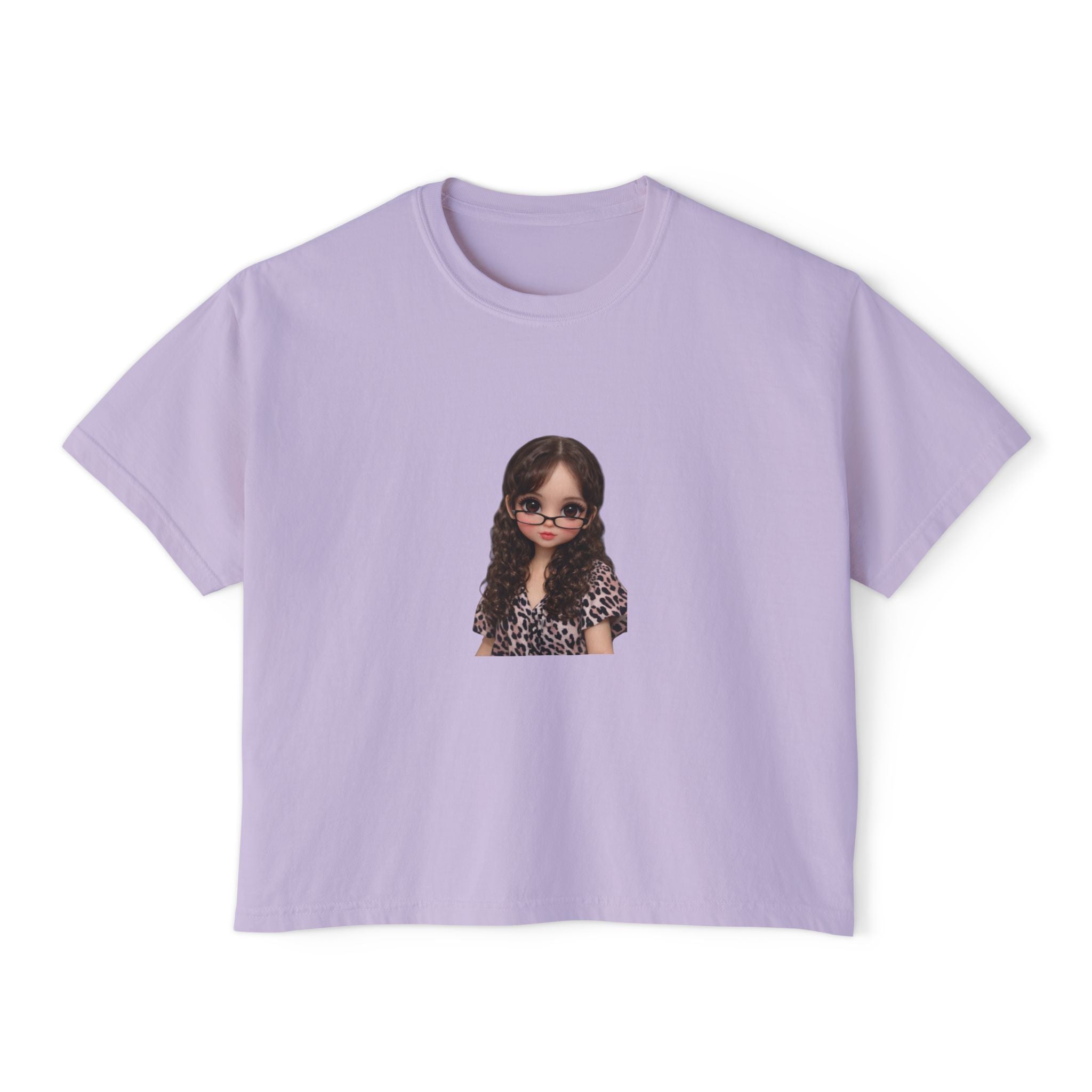 Boxy Tee — Trendy Sunglasses Doll Graphic Women's Cropped Shirt