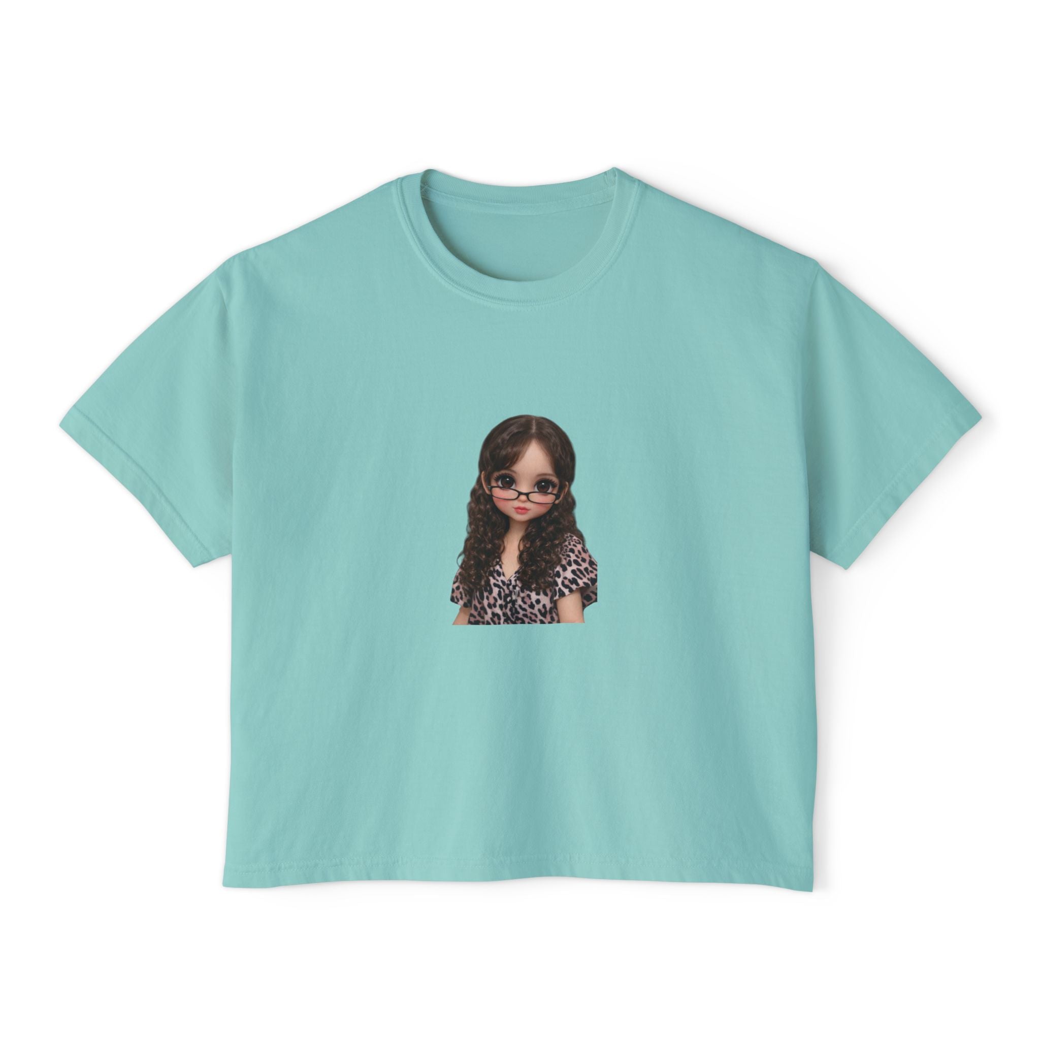 Boxy Tee — Trendy Sunglasses Doll Graphic Women's Cropped Shirt