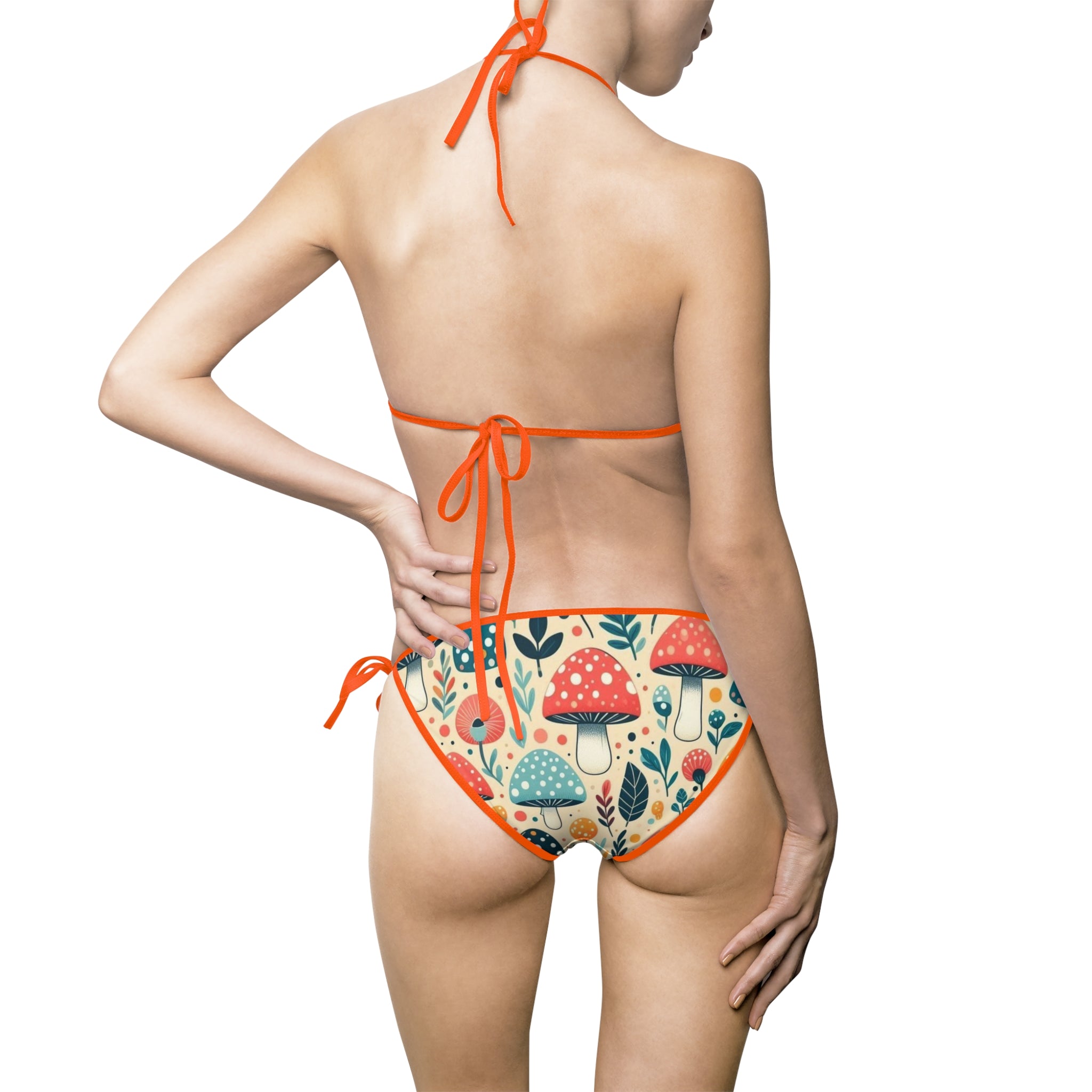 Floral Mushroom Print Bikini — Women’s Tie-Side Swimsuit