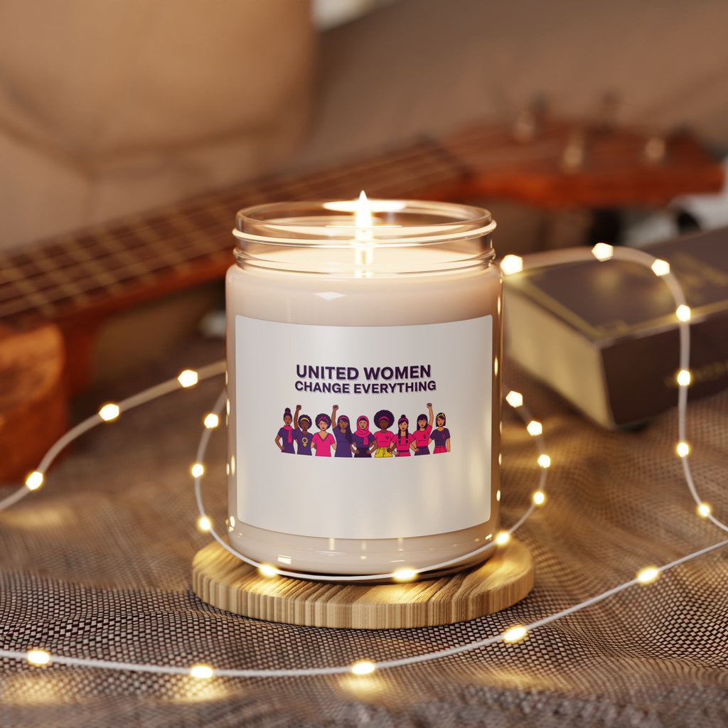 United Women Change Everything Candle | IWD feminist slogan, empowerment soy
