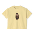 Cute Brown-Haired Doll Graphic Tee — Women's Boxy T-Shirt