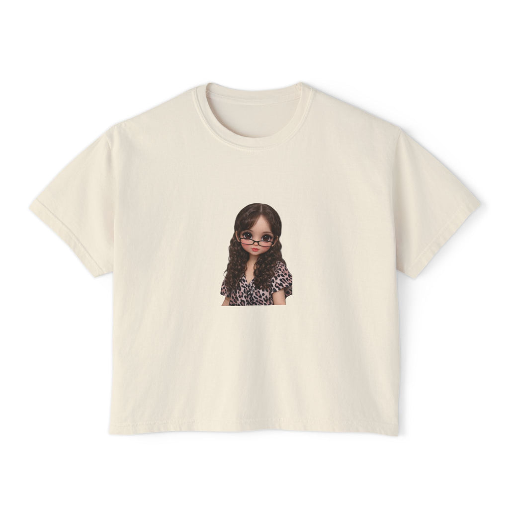 Boxy Tee — Trendy Sunglasses Doll Graphic Women's Cropped Shirt