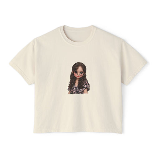 Boxy Tee — Trendy Sunglasses Doll Graphic Women's Cropped Shirt