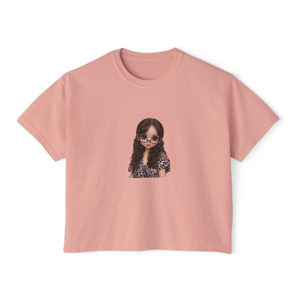 Boxy Tee — Trendy Sunglasses Doll Graphic Women's Cropped Shirt