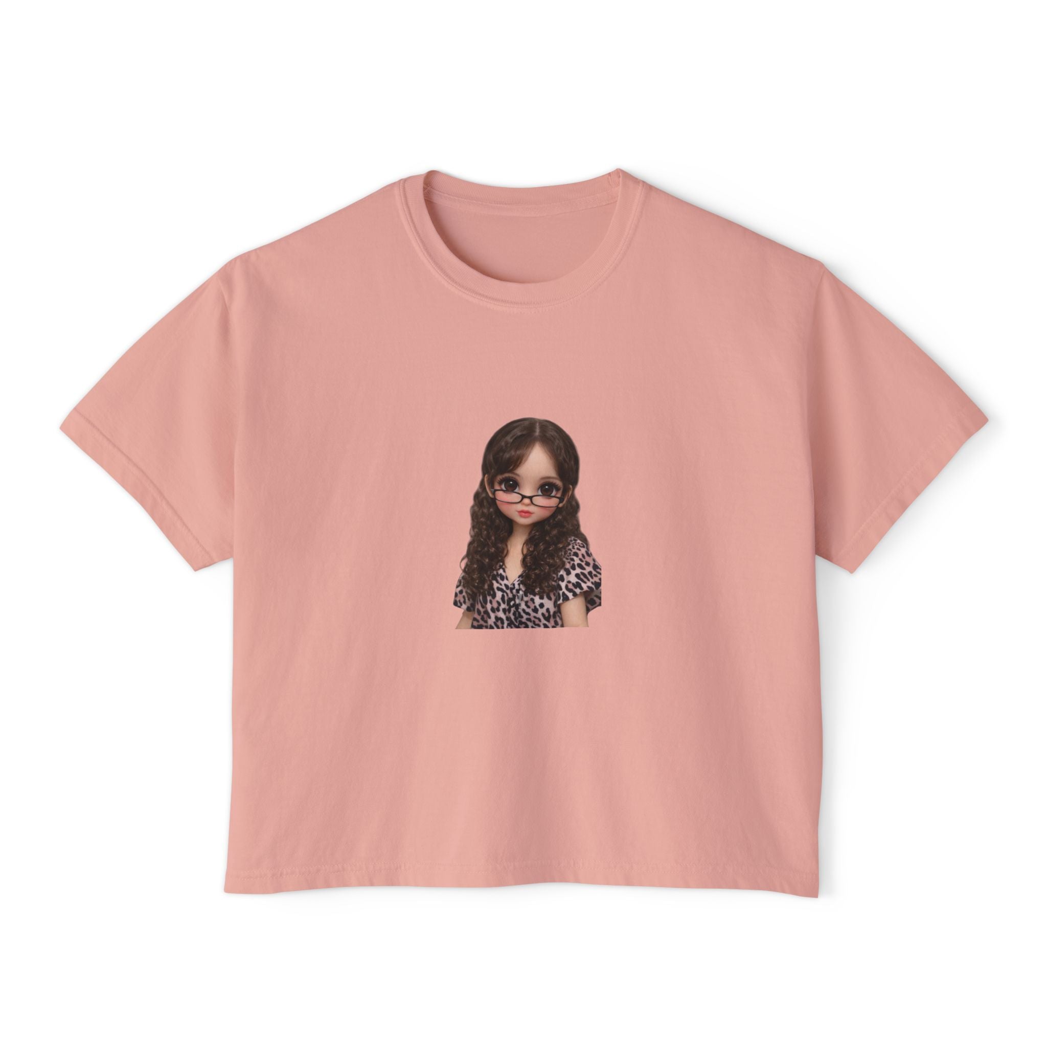Boxy Tee — Trendy Sunglasses Doll Graphic Women's Cropped Shirt