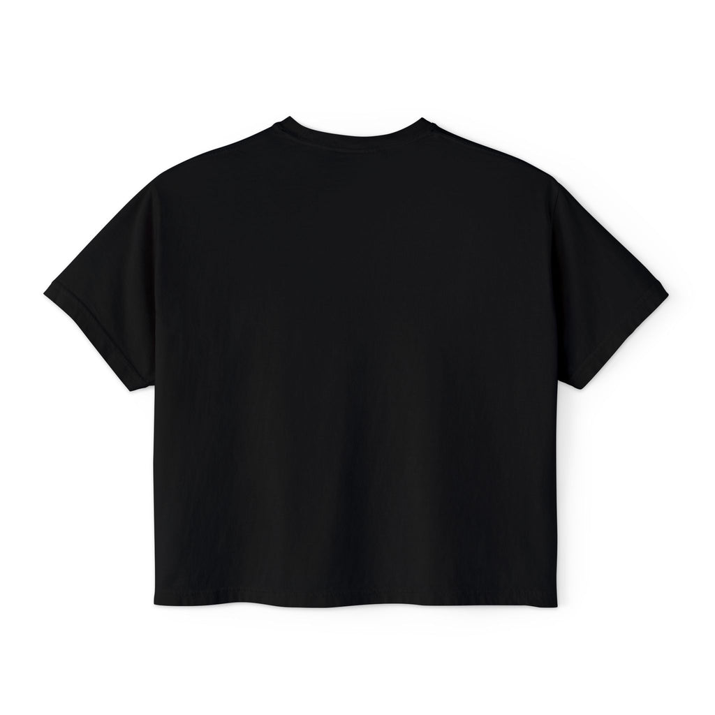 Cute Doll Face Women's Boxy Tee — Short Bob Glasses Graphic Top