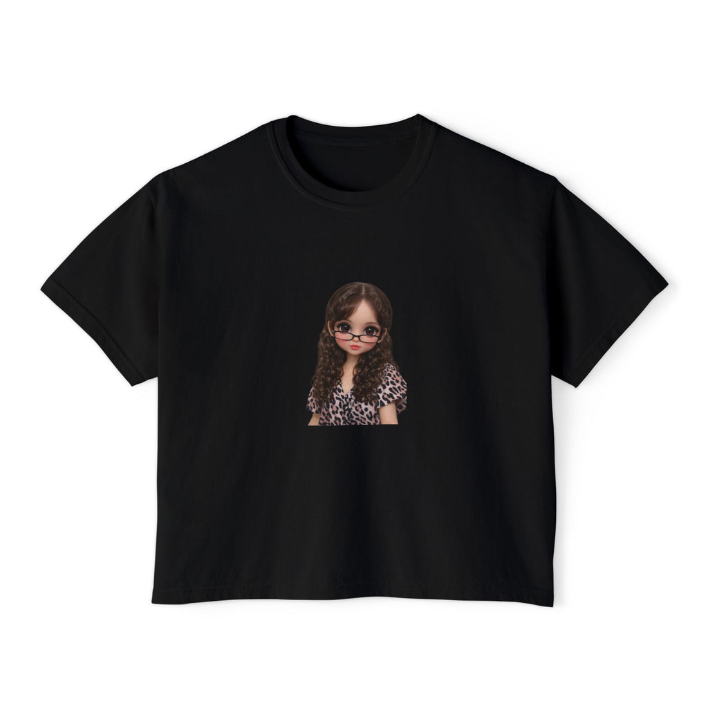 Boxy Tee — Trendy Sunglasses Doll Graphic Women's Cropped Shirt
