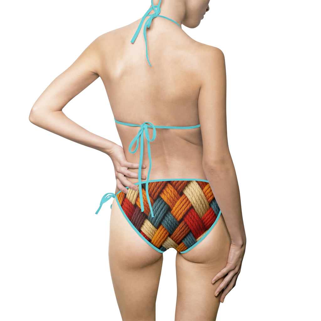 Woven Mosaic Print Bikini