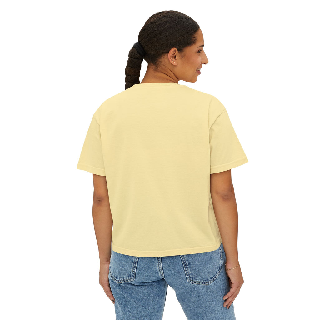 Boxy Tee with Cute Doll Graphic — Women's Casual Cropped T‑Shirt