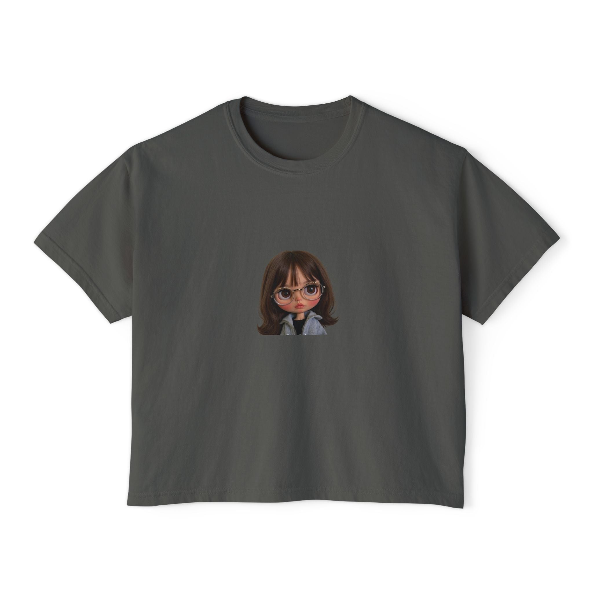 Boxy Tee — Cute Cartoon Girl Graphic Crop Shirt