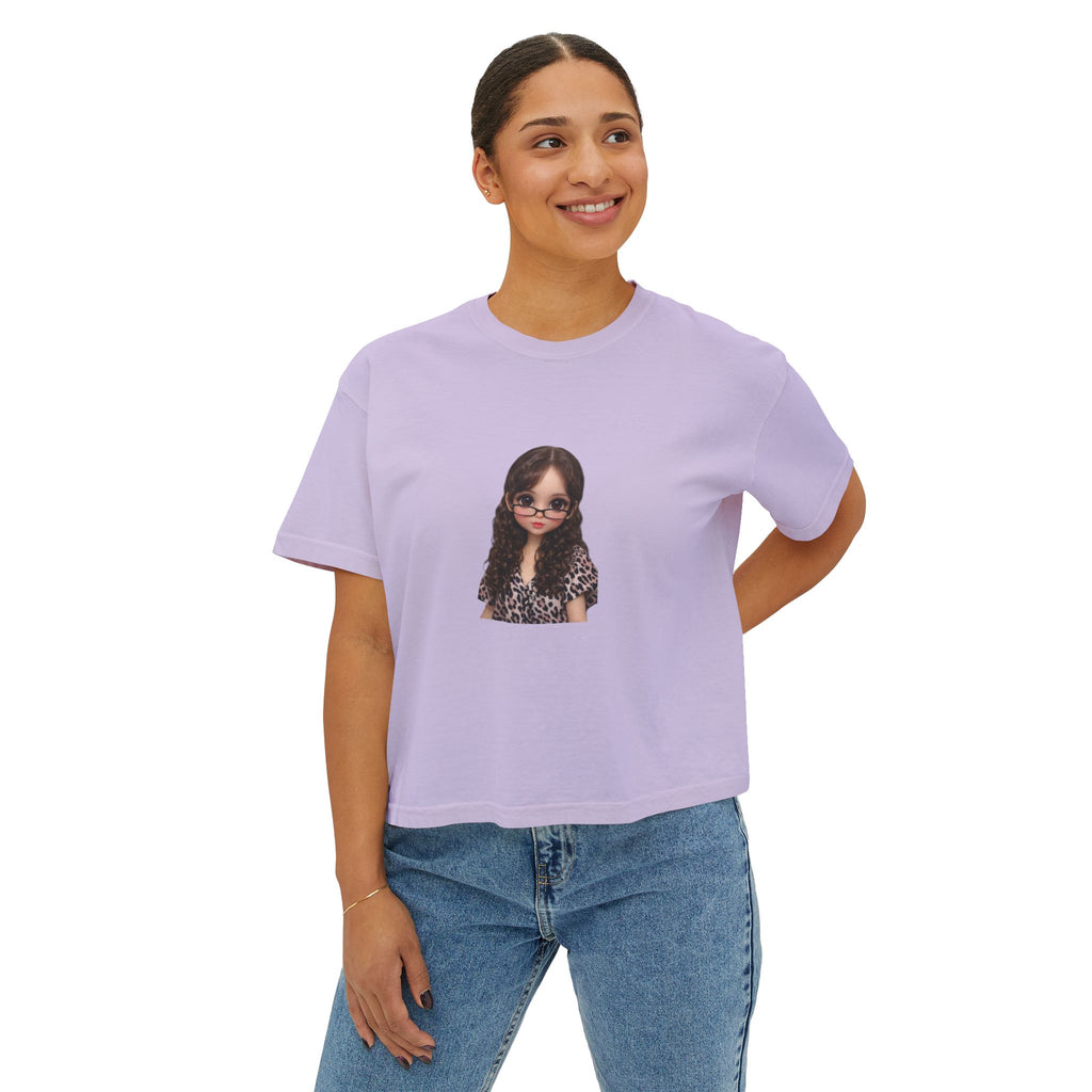 Boxy Tee — Trendy Sunglasses Doll Graphic Women's Cropped Shirt