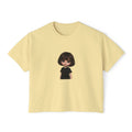 Boxy Tee with Cute Doll Graphic — Women's Casual Cropped T‑Shirt
