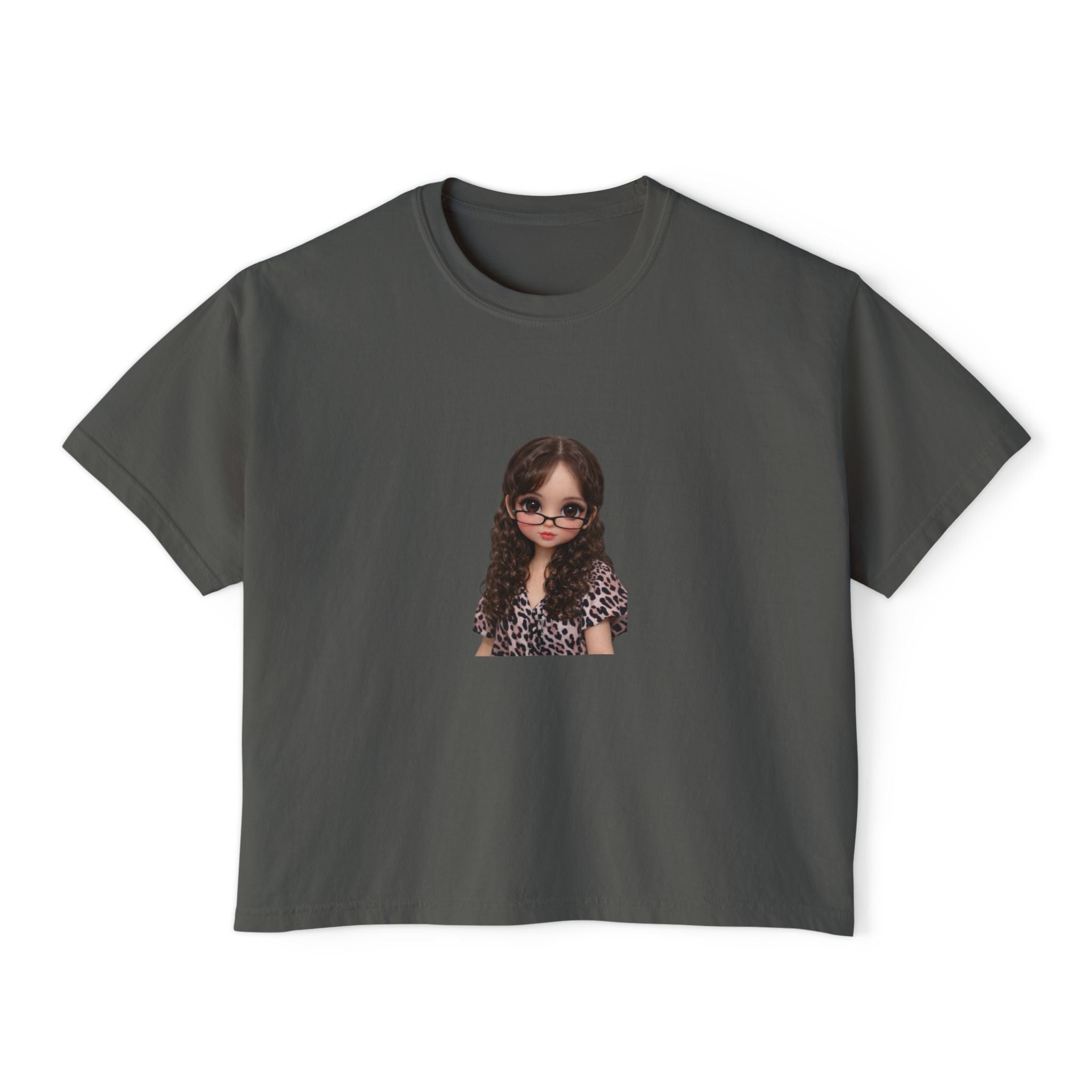 Boxy Tee — Trendy Sunglasses Doll Graphic Women's Cropped Shirt