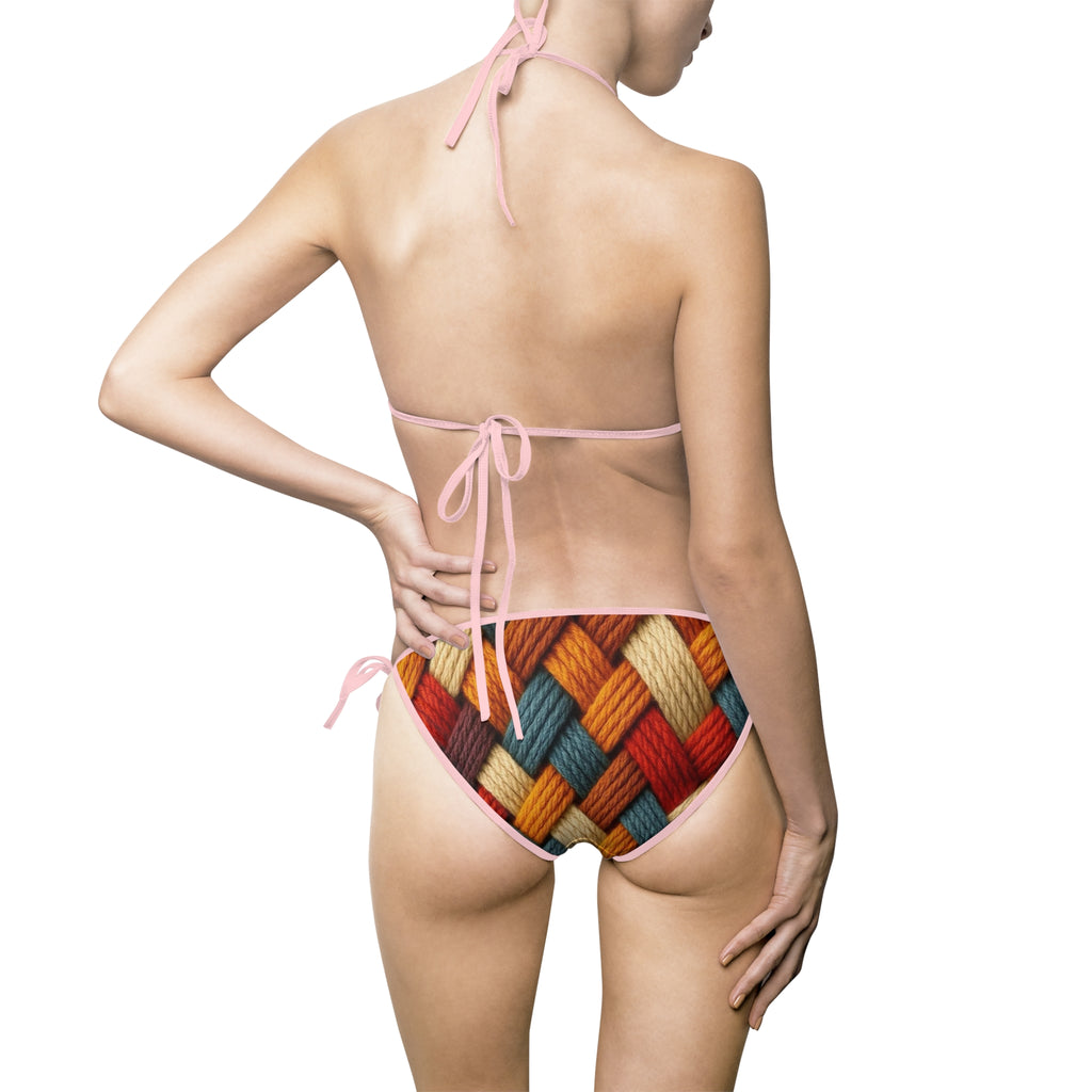 Woven Mosaic Print Bikini