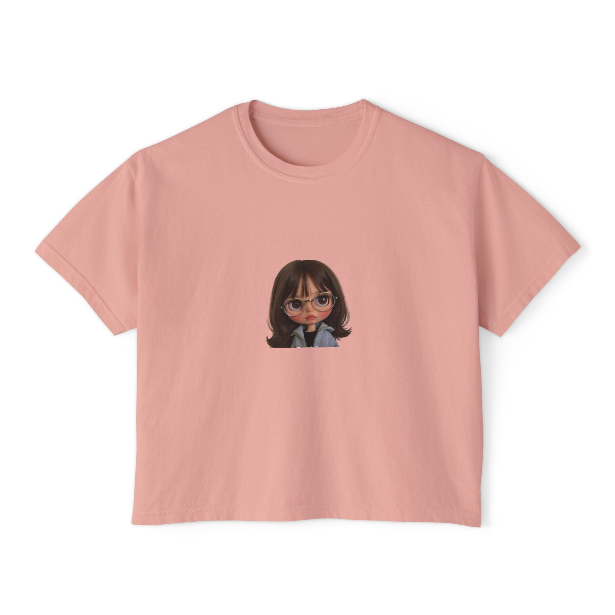 Boxy Tee — Cute Cartoon Girl Graphic Crop Shirt