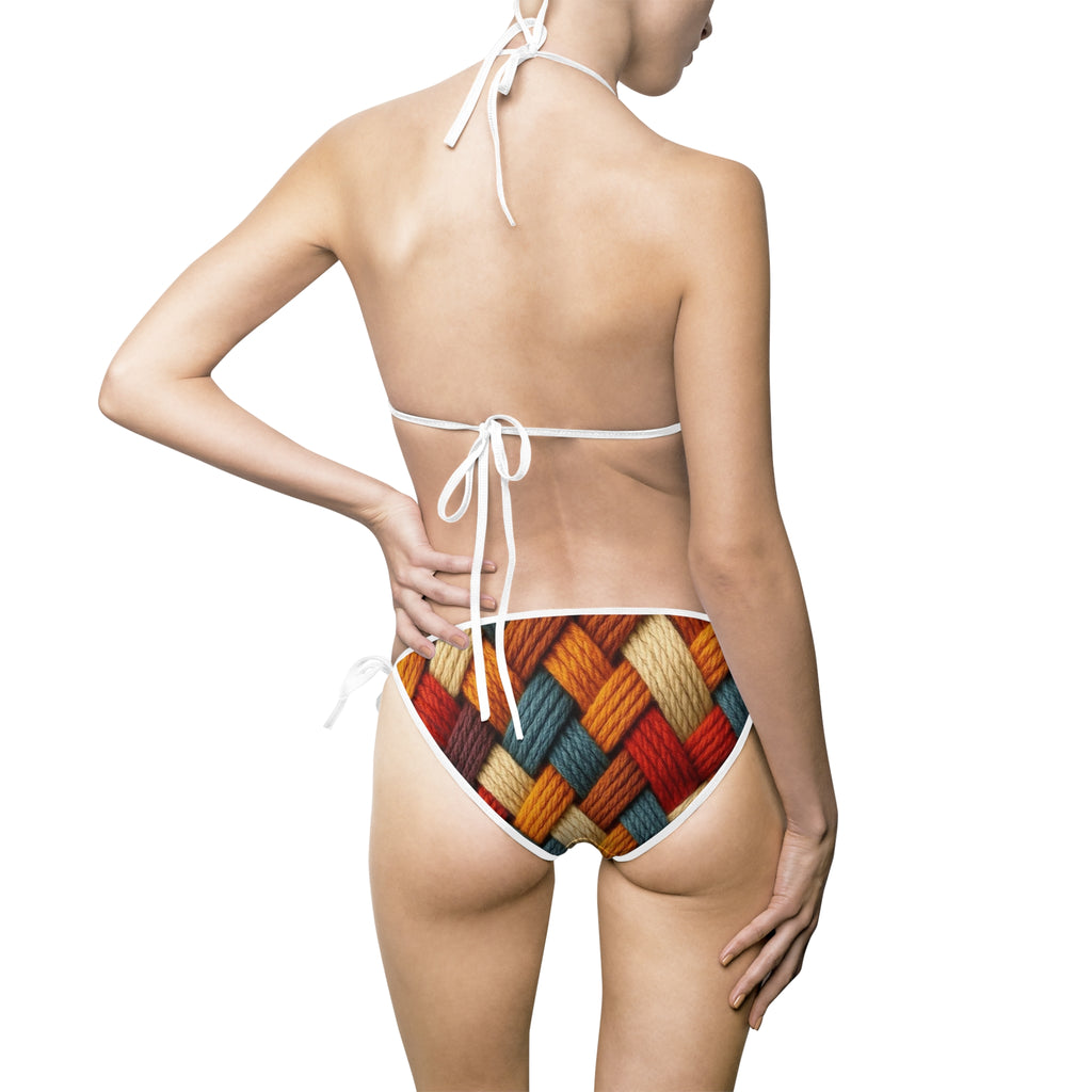 Woven Mosaic Print Bikini
