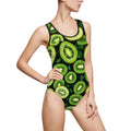 Kiwi Slice One-Piece Swimsuit — Tropical Fruit Print Women’s Bathing Suit