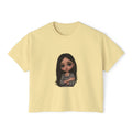 Cute Doll Graphic Boxy Tee — Long Black Hair Girl Illustration