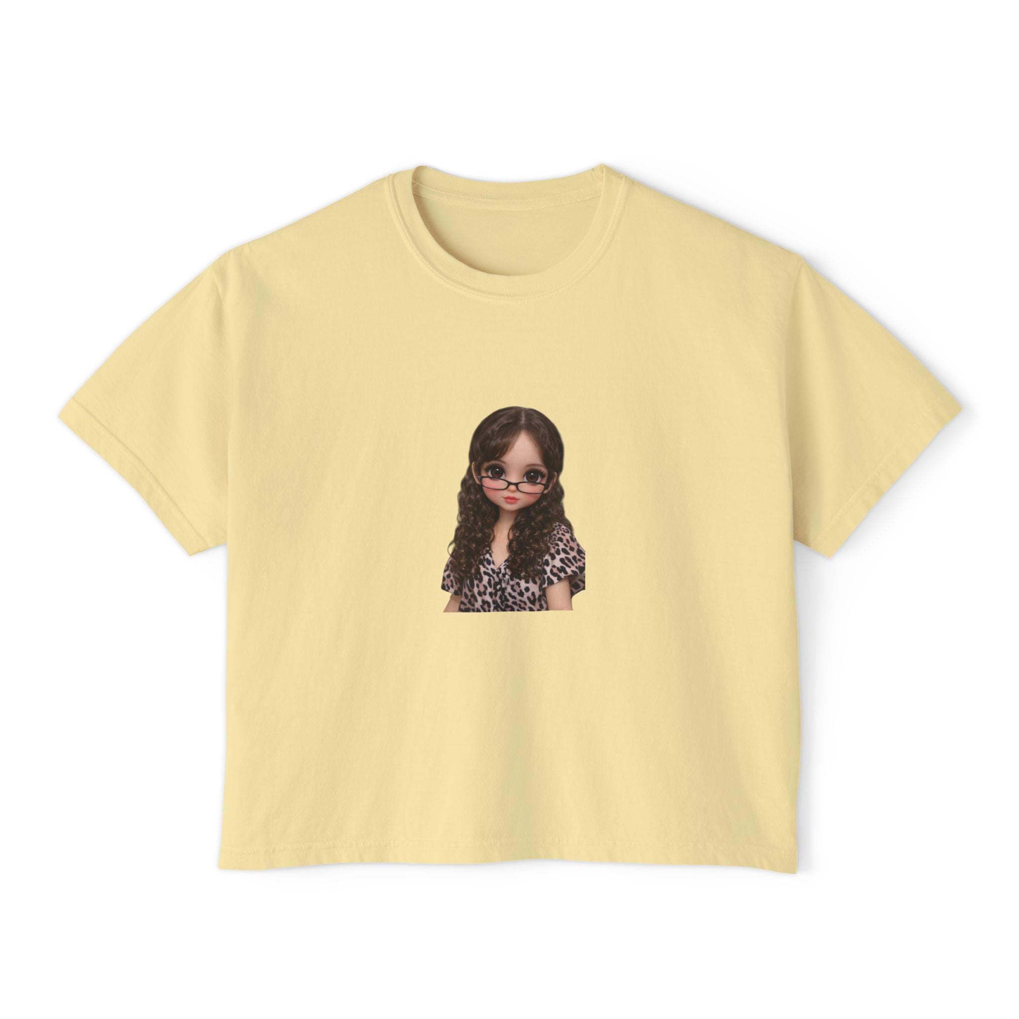 Boxy Tee — Trendy Sunglasses Doll Graphic Women's Cropped Shirt