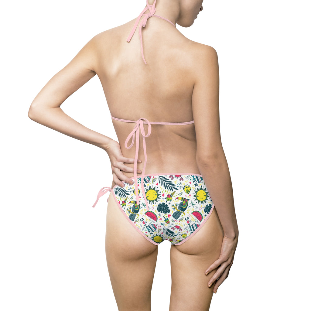 Floral Beach Tie-Side Bikini — Colorful Tropical Print Women's Swimsuit